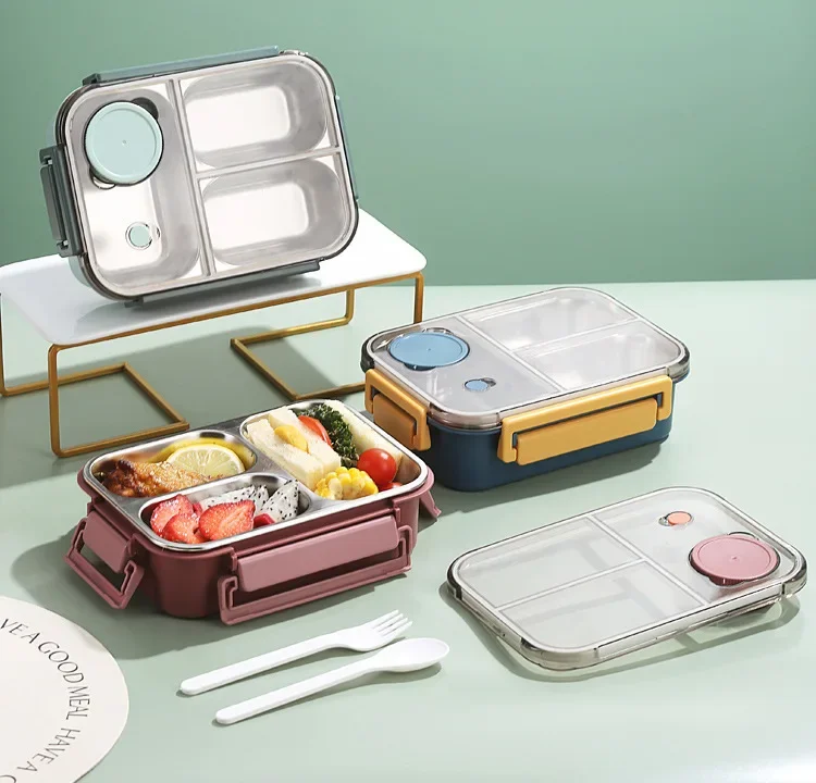 Insulated Lunch Box | Three-Compartment Design | Leak-Proof Lid | Compact & Portable