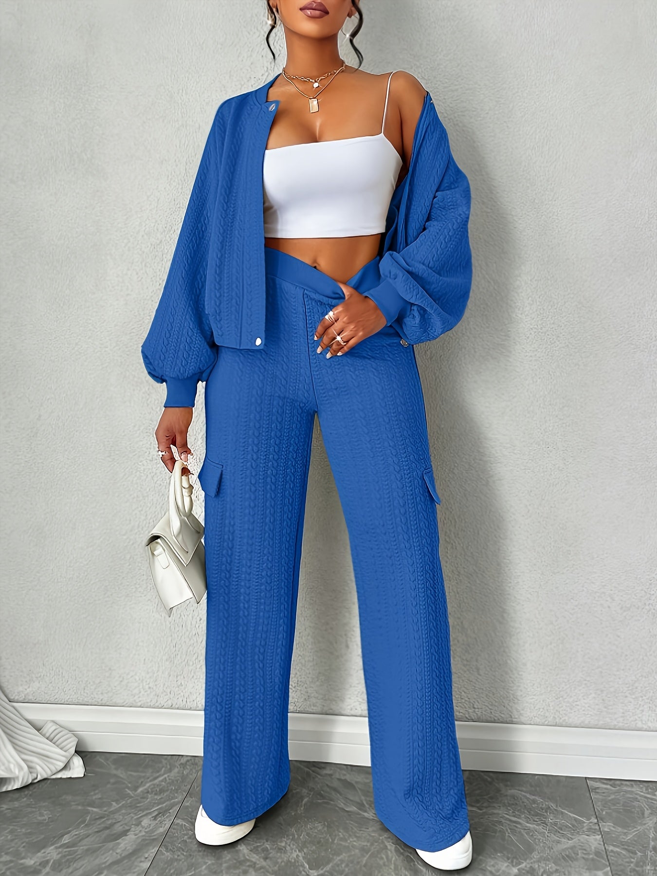 Women's Jacket and Pants Set | Stretchy Fit | Warm Fall Comfort | Polyester