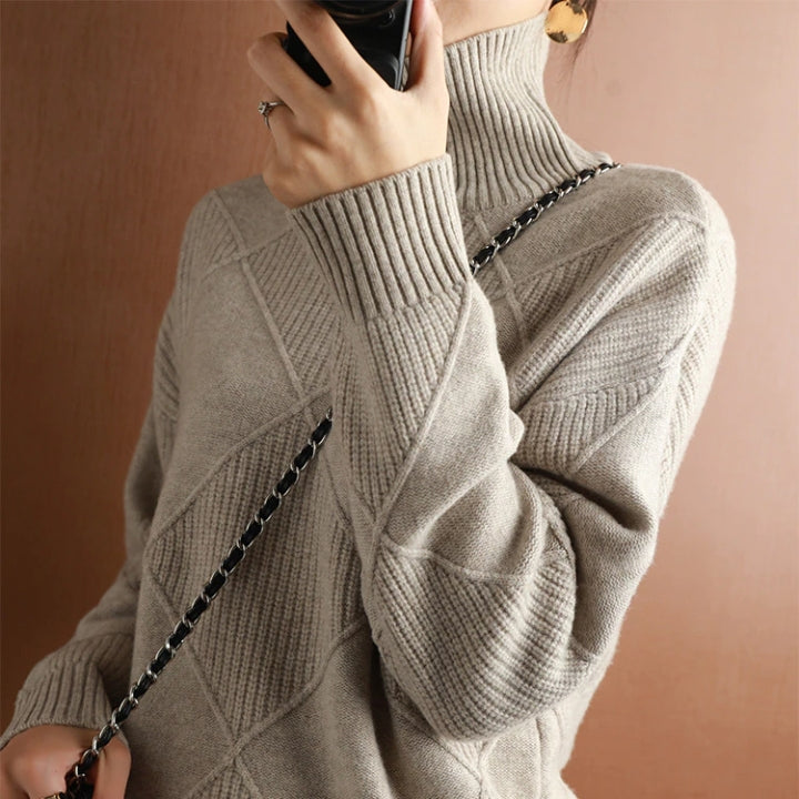 Women’s Knit Sweater | High Turtleneck | Wool Fabric | Comfortable Warm Fit