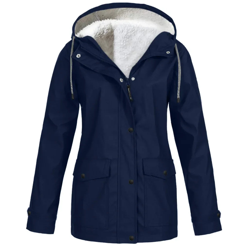 Women’s Waterproof Jacket | Windproof with Fleece Lining | Hooded Design | Durable Outdoor Layer