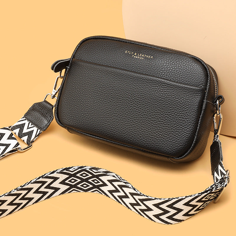 Genuine Leather Crossbody Bag | First-Layer Cowhide Leather | Three-Dimensional Outer Pocket | Comfortable Fit
