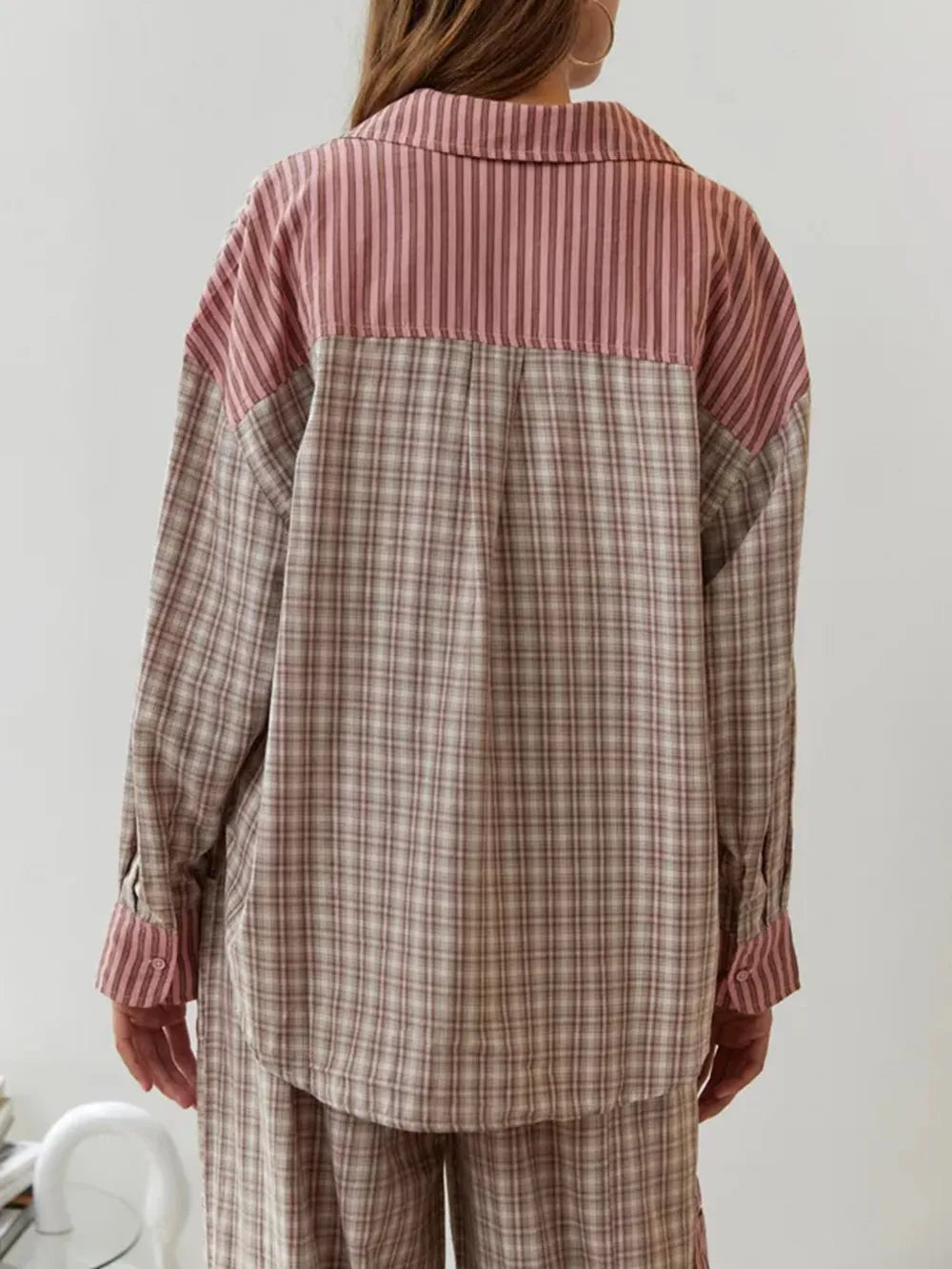 Women’s Pajama Set | Button-Down Top & Drawstring Pants | Polyester Fabric | Comfortable Fit