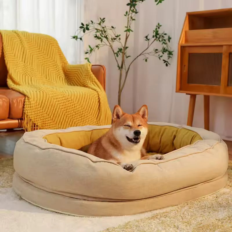 Waterproof Orthopedic Pet Bed with Removable Cover – Cotton Fleece & Velveteen, Sizes M, L, XL