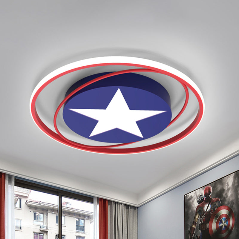 Taavita LED Ceiling Lamp for Kids Acrylic Boy's Bedroom Flush Mount Lighting in Dark Blue, 16.5" Width, 2.5" Height, Bulb Included
