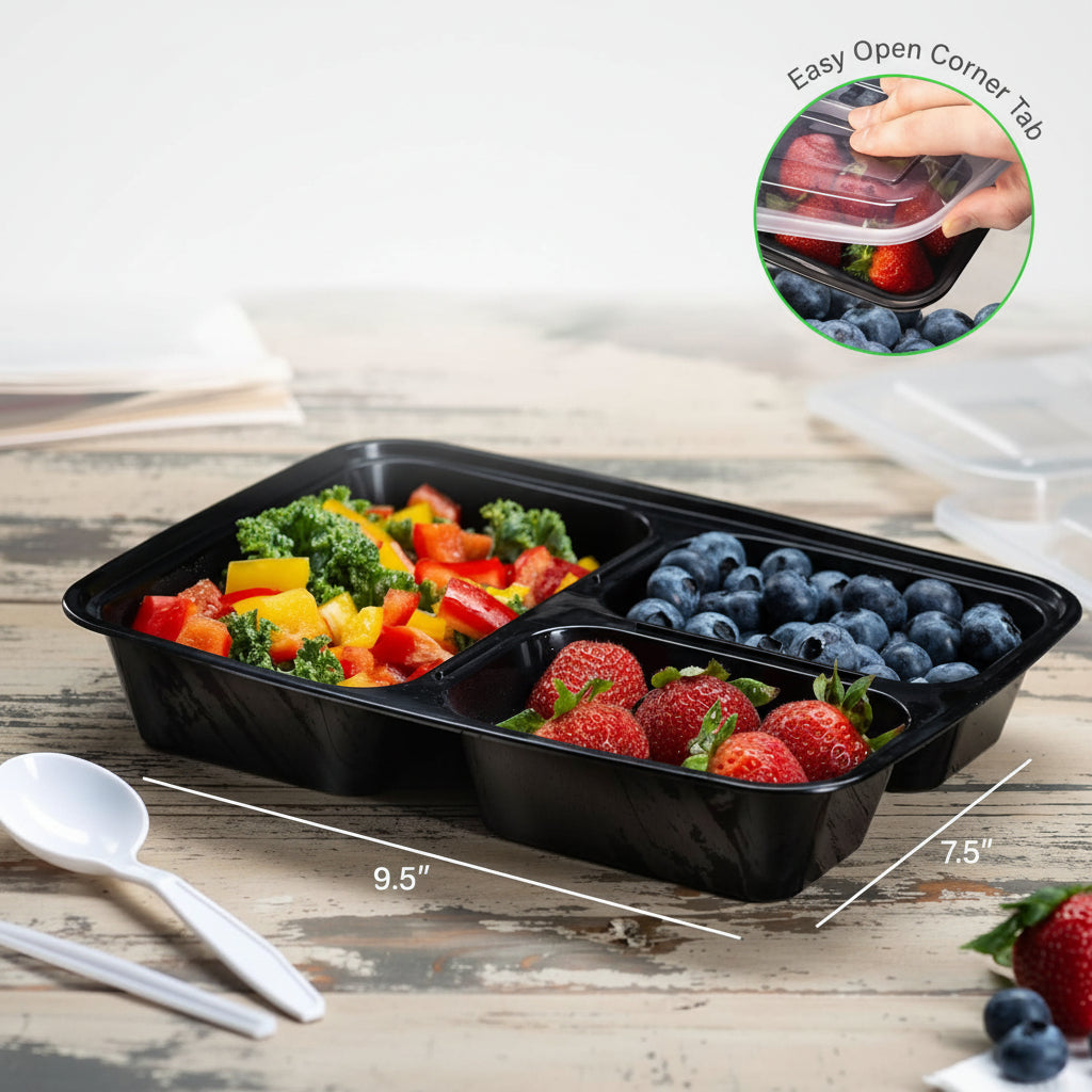 MealMaster Trio: Versatile Three-Section Food Container