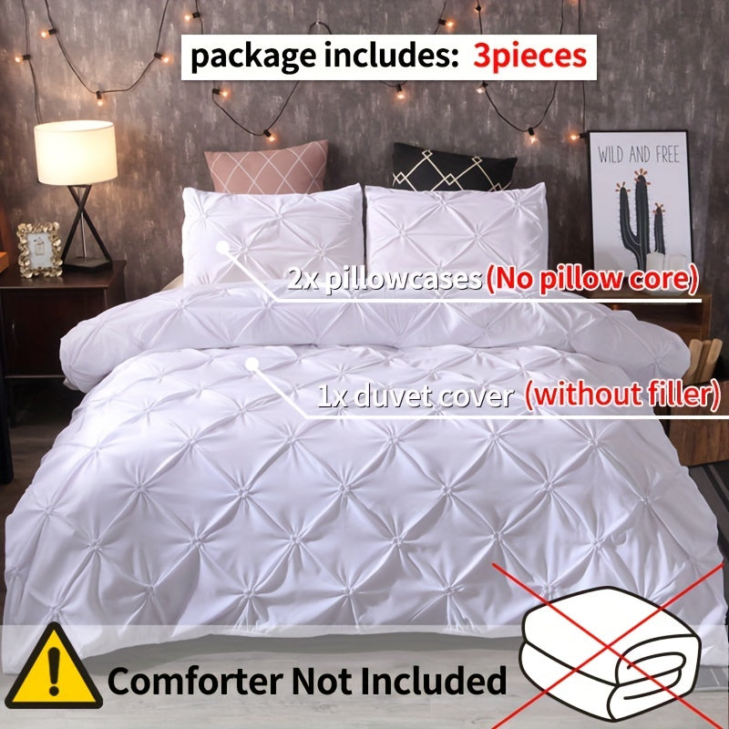 Duvet Cover Set | Quilted Texture | Breathable All-Season Comfort | Polyester