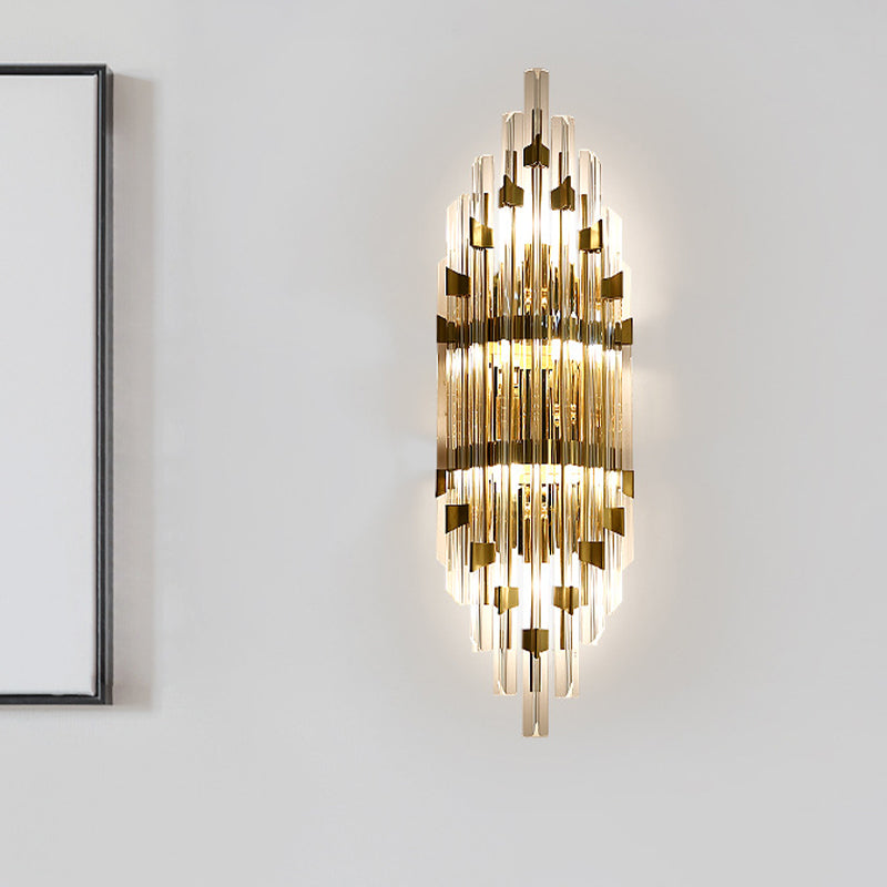 3-Light Wall Sconce Taavita Crystal Rod Wall Lighting in Gold for Living Room