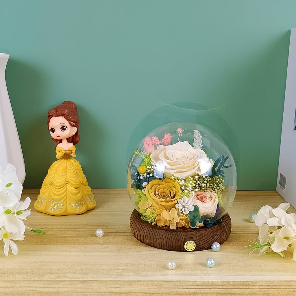 Illuminated Rose Keepsake Dome for Heartfelt Gifting