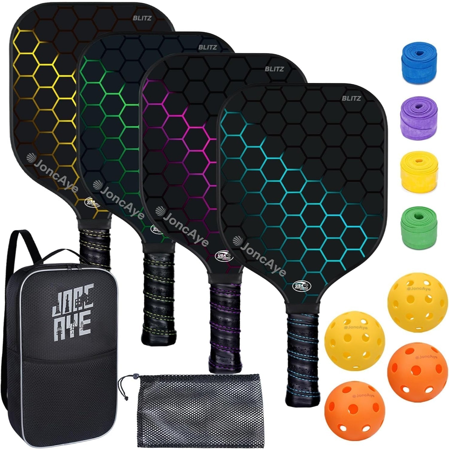 Complete Pickleball Set with Lightweight Paddles and Accessories