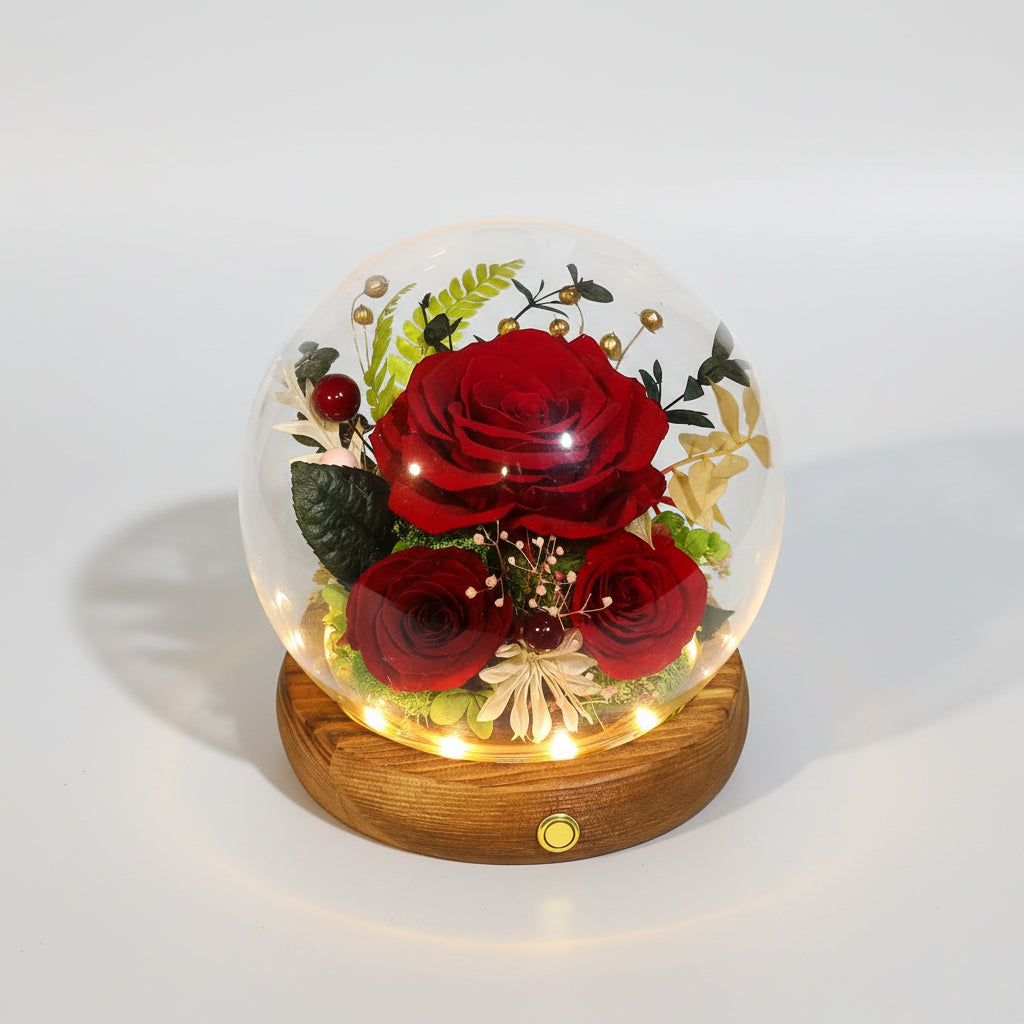 Illuminated Rose Keepsake Dome for Heartfelt Gifting