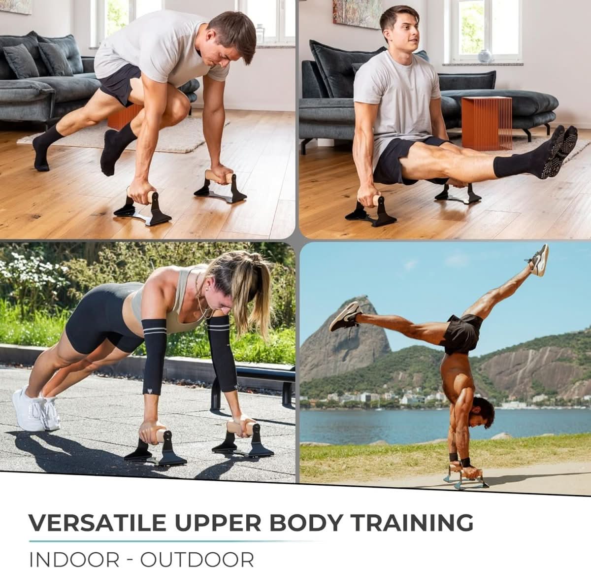 StrongHold Wooden Push-Up Parallettes with Steel Support