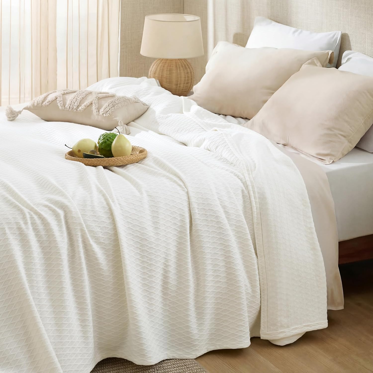 Cooling Bamboo Rayon Throw Blanket for Hot Sleepers - Lightweight Summer Comfort