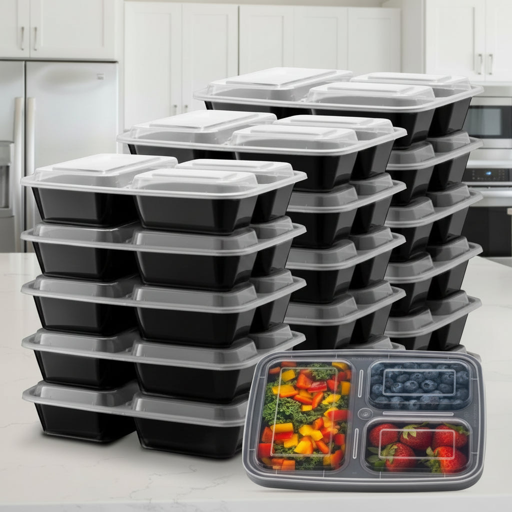 MealMaster Trio: Versatile Three-Section Food Container