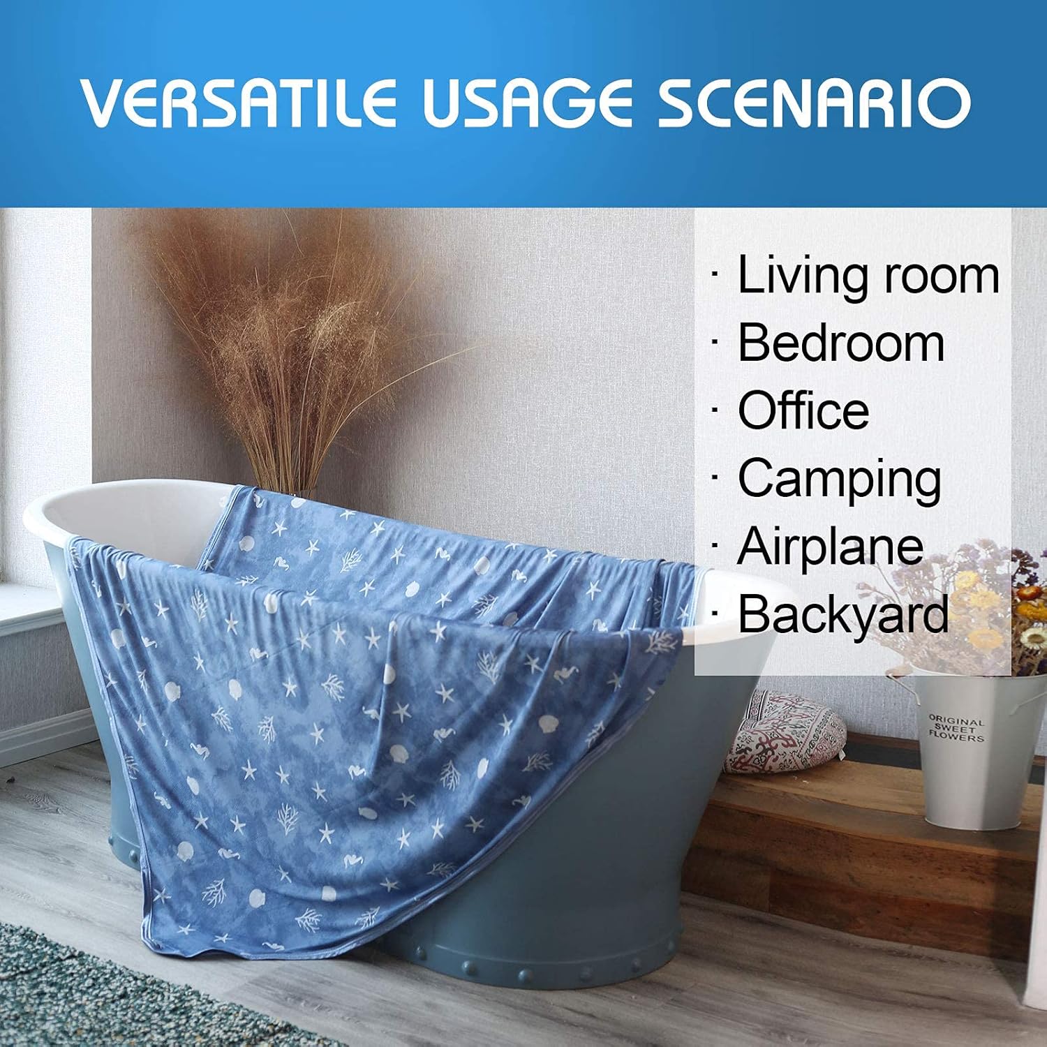 Lightweight Double-Sided Cooling Throw Blanket for Warm Sleepers