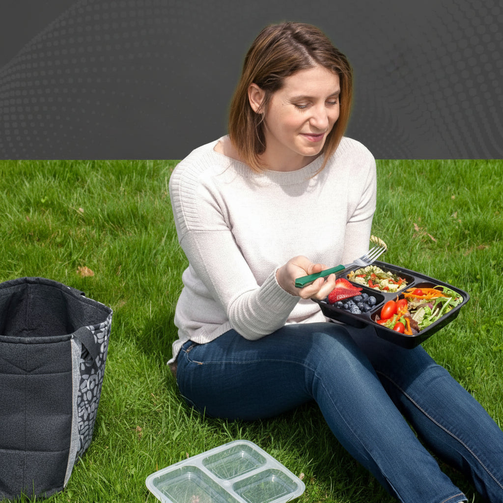MealMaster Trio: Versatile Three-Section Food Container