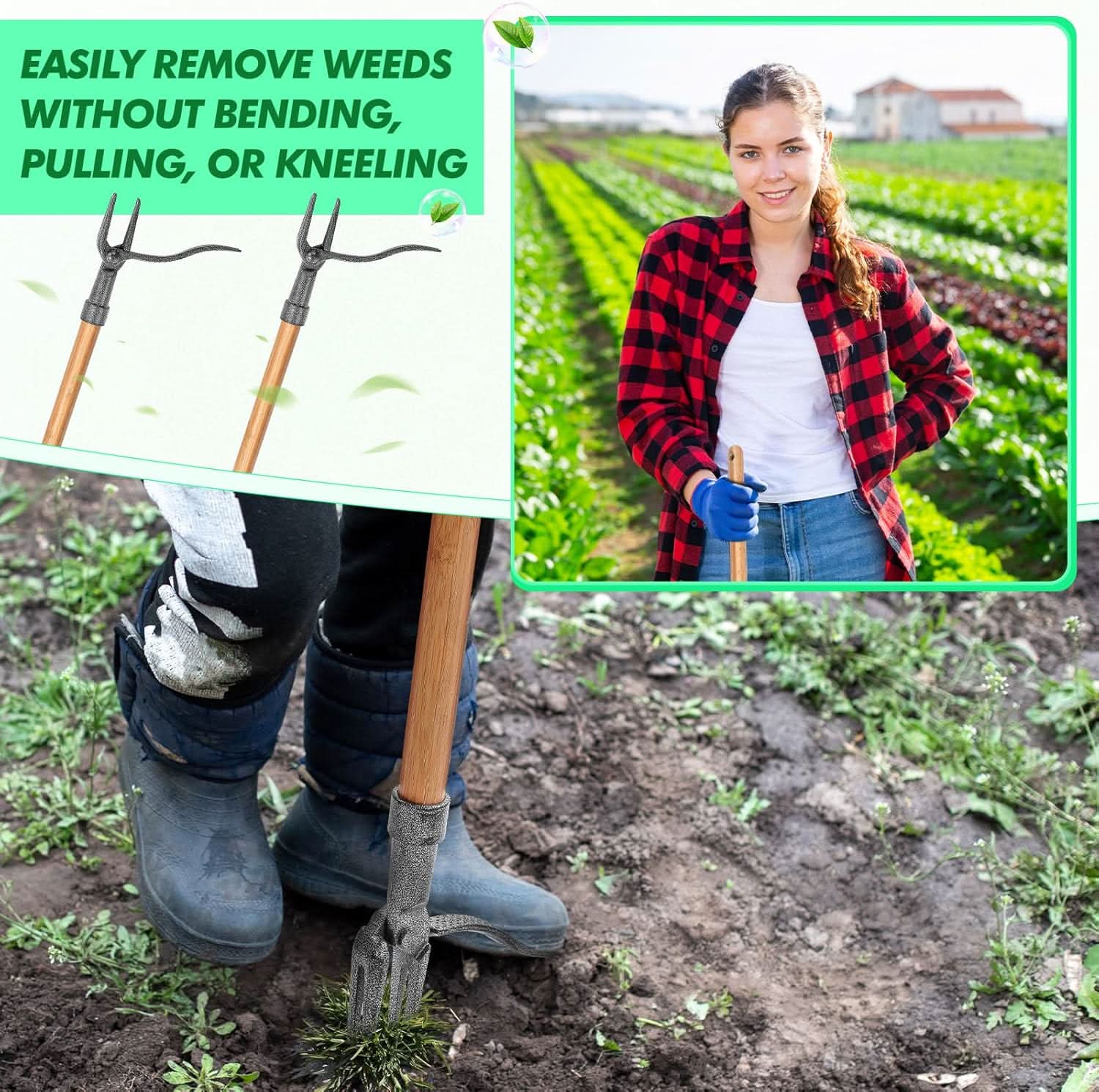 4-Prong Claw Garden Tool for Effective Weed Removal
