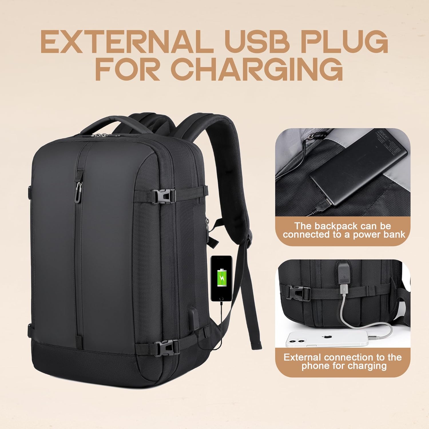 40L Versatile Waterproof Travel Backpack with USB Charging