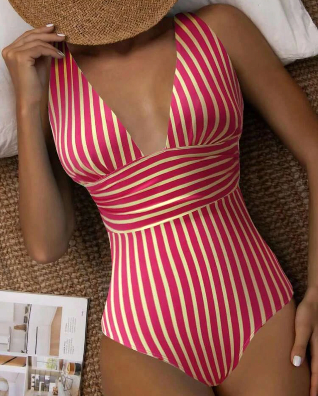 Women's One-Piece Swimsuit | Deep V-Neck & Waist Wrap | High-Quality Fabric | Comfortable Fit