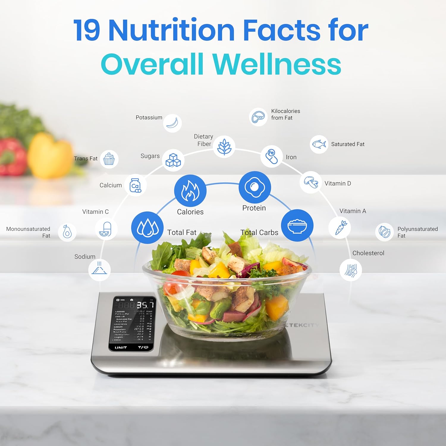 Smart Kitchen Scale with Nutritional Calculator for Healthy Cooking