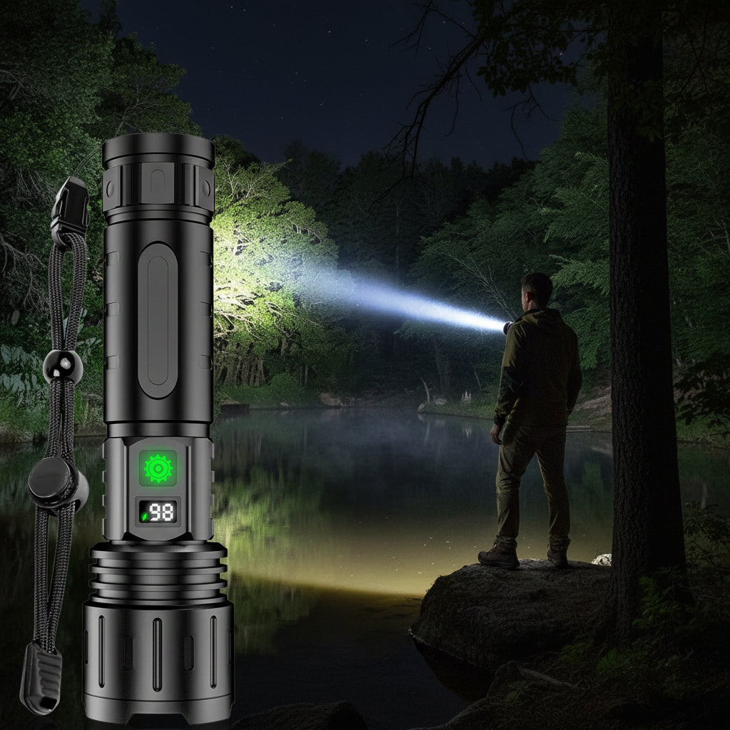 High-Power Waterproof Tactical LED Flashlight with Rechargeable Battery