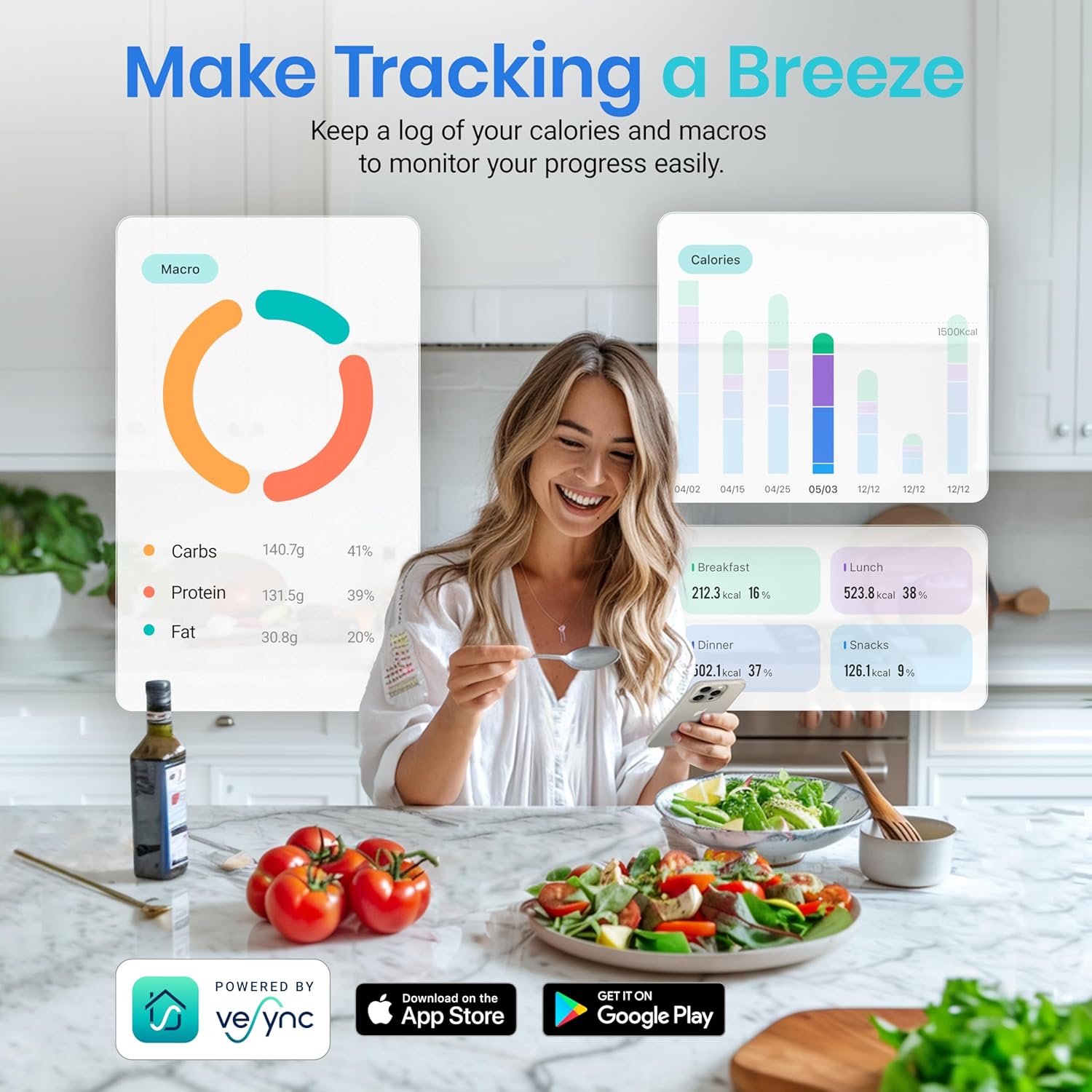 Smart Kitchen Scale with Nutritional Calculator for Healthy Cooking