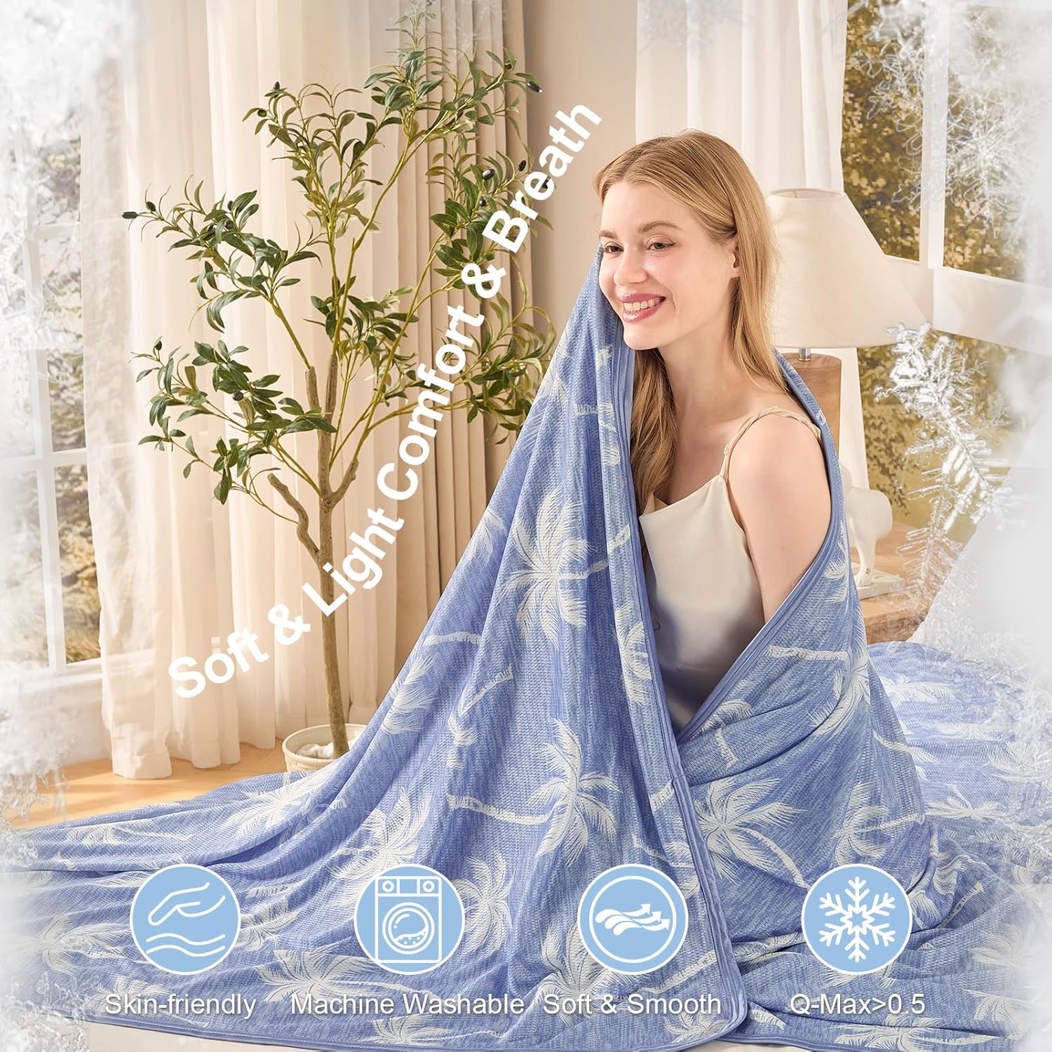 Cooling Blanket for Hot Sleepers - Lightweight Summer Throw with Breathable Fabric