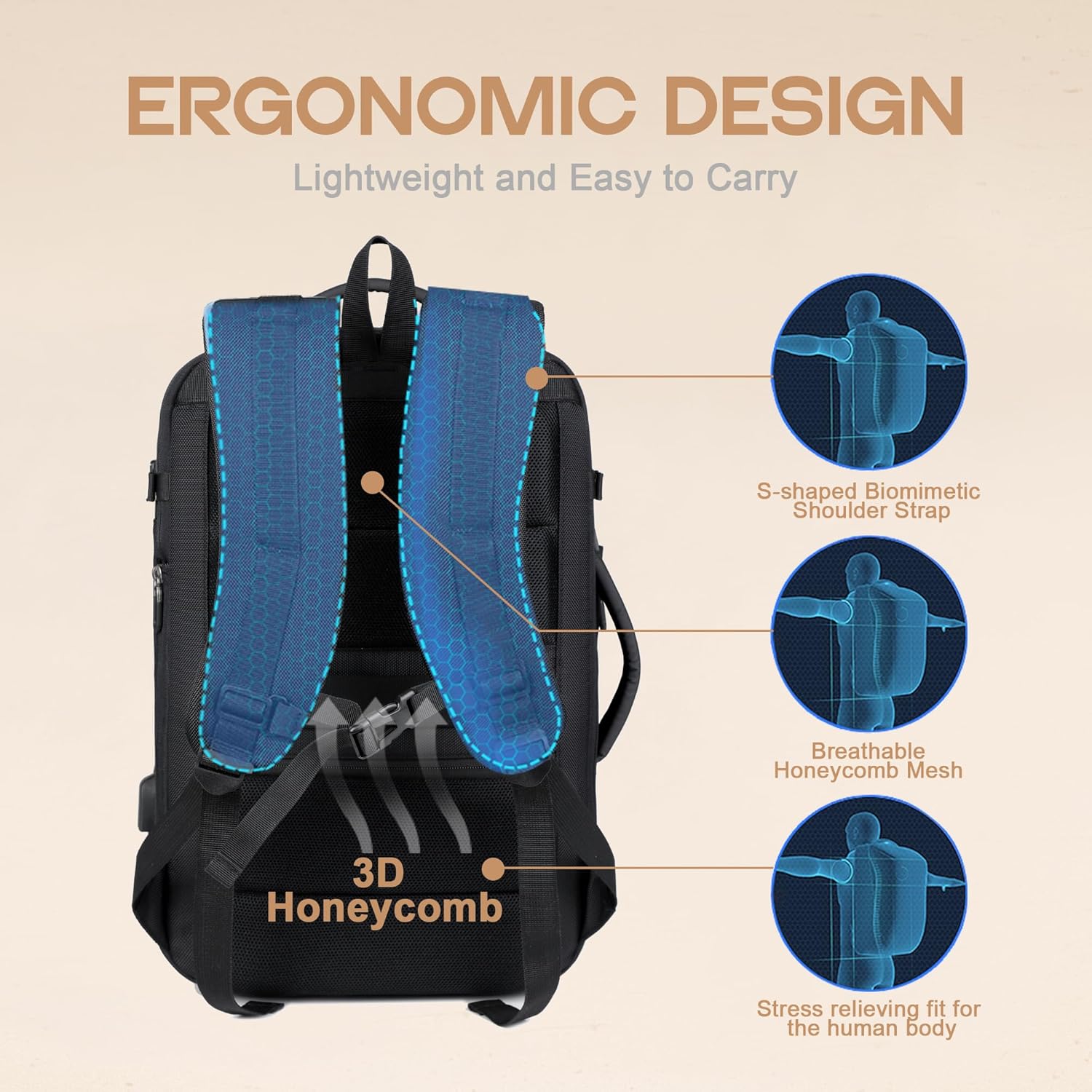 40L Versatile Waterproof Travel Backpack with USB Charging