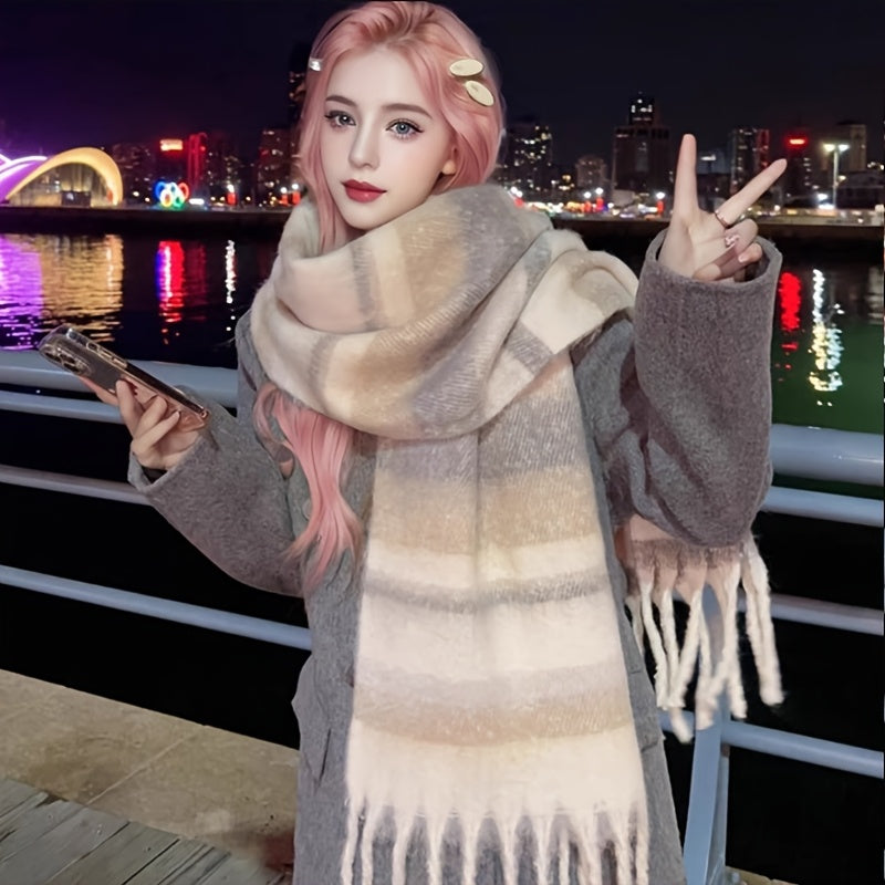 Striped Scarf | Warm & Cozy | Vintage Style Accessory | Polyester