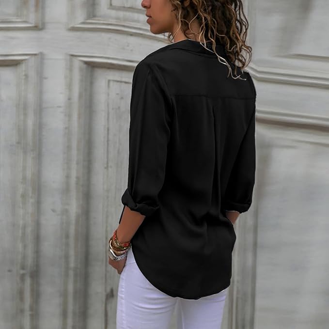 Women's Blouse | Elegant Chiffon Fabric | Versatile Long-Sleeve Design | Comfortable Fit