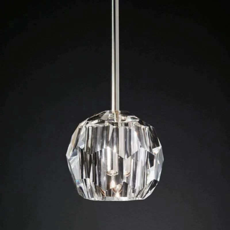Liora — Crystal Glass Rod Pendant with Brass Accents
