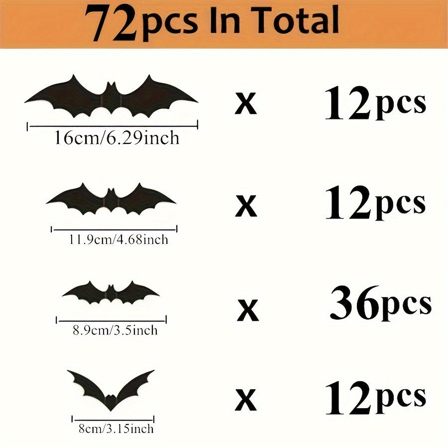3D Black PVC Bat Wall Stickers Halloween Party Decorations