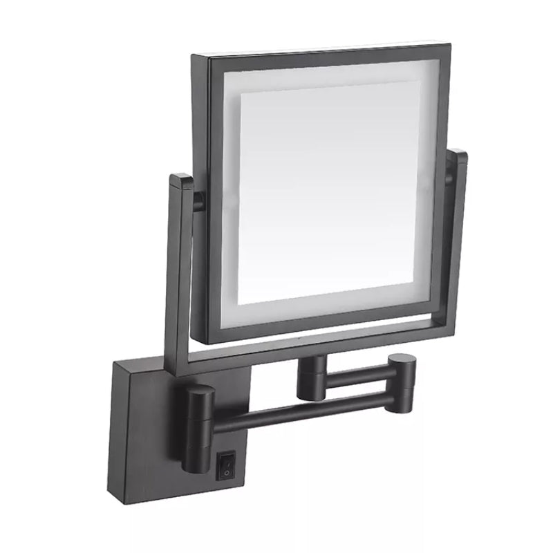 Adjustable LED Black Square Magnifying Makeup and Bathroom Mirror