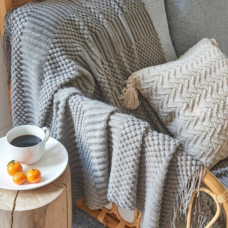 Chunky Knit Throw | Soft Acrylic | Cozy Warm Comfort | Reusable