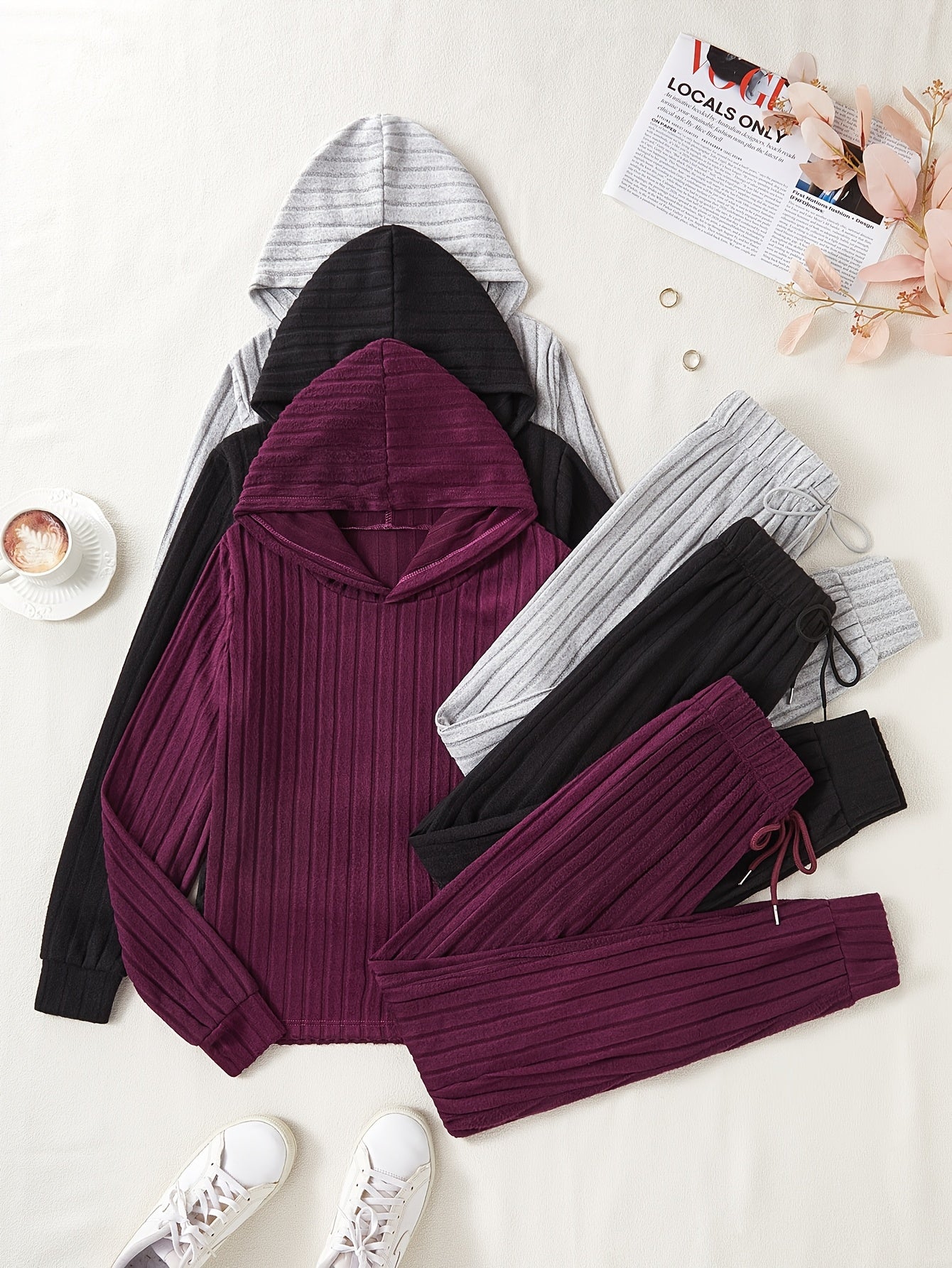 Women's Sportswear Set | Stretchy Ribbed | All-Day Comfort | Polyester