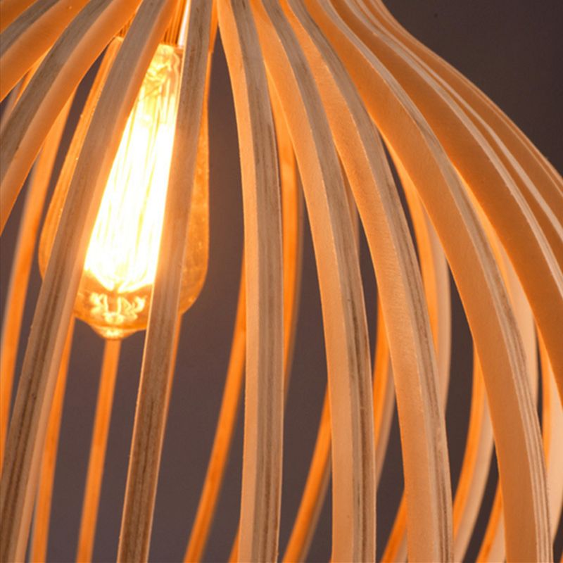 Handcrafted Wooden Pendant Light | Sustainable Wood Sphere Design | Adjustable Hanging Height | Warm Ambient Glow