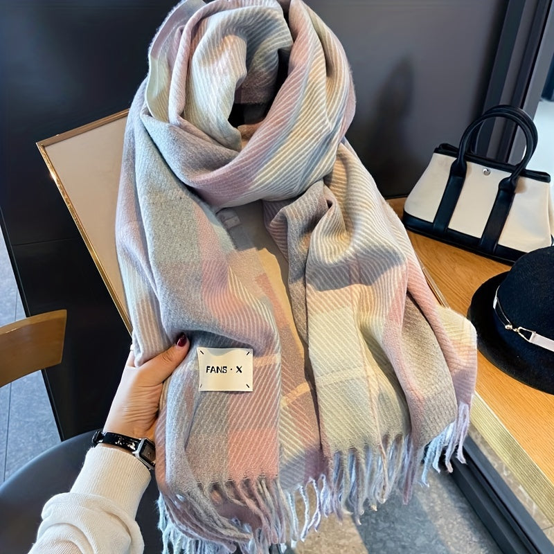 Plaid Scarf | Lightweight Warmth | Soft Comfortable Wear | Polyester