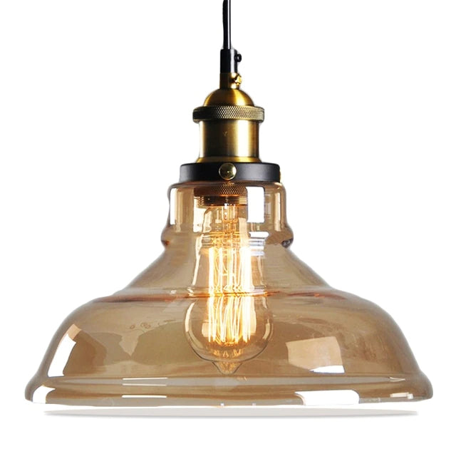 Antique Glass Pendant Light | Vintage Art Deco Design | Galvanized Metal & Glass | Dimmable Lighting