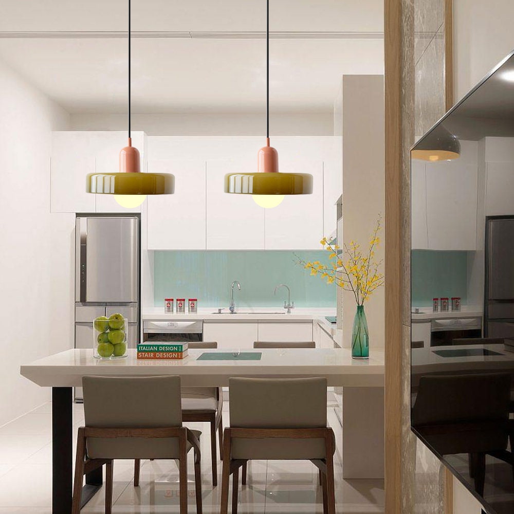 Pendant Lamp | Bauhaus Stained Glass Design | Glass Material | Adjustable Suspension