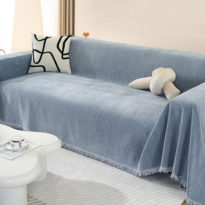 Chenille Sofa Cover | Herringbone Texture | Protects and Enhances Sofas | Durable Chenille