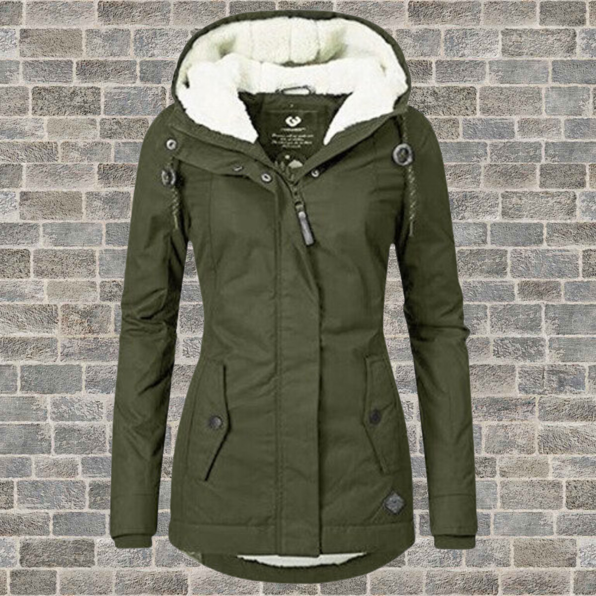Women’s Hooded Coat | Pleated Design with Lambskin Hood | Cotton Blend | Cozy Warmth