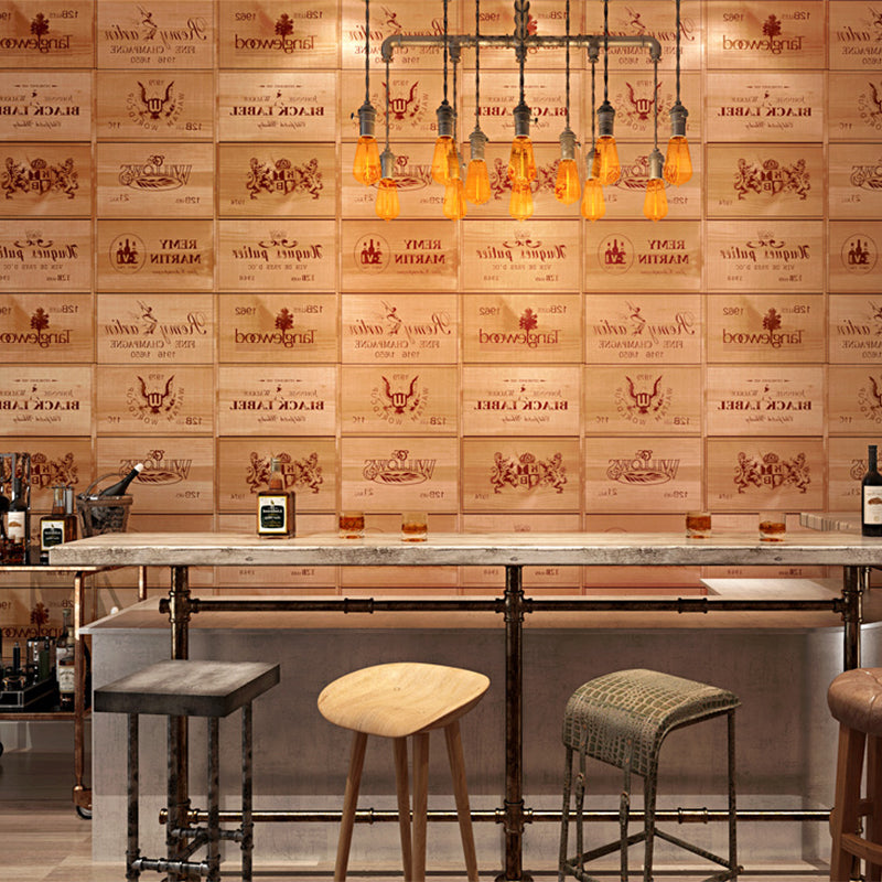 3D Print Woods Wallpaper Vintage Wine Barrels Non-Pasted Wall Decor, 20.5" by 31', Red and Brown Clearhalo 'Industrial wall decor' 'Industrial' 'Wallpaper' Wall Decor' 884842