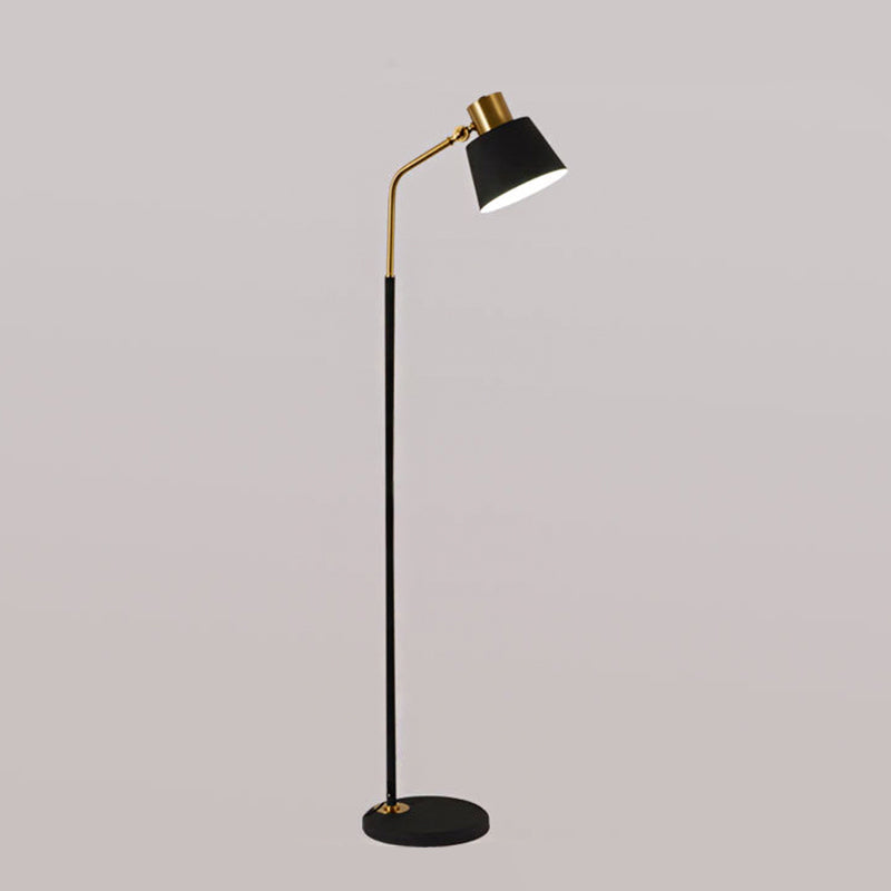 Taavita Modernist Small Barrel Floor Stand Lamp with Single Light for Bedroom - Metallic Design