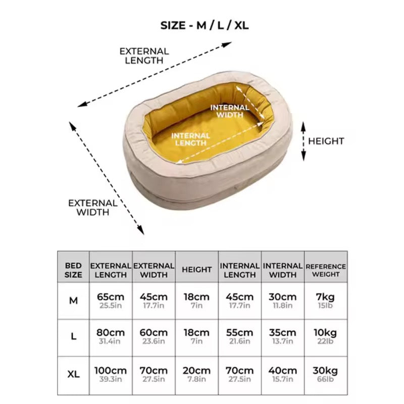 Waterproof Orthopedic Pet Bed with Removable Cover – Cotton Fleece & Velveteen, Sizes M, L, XL