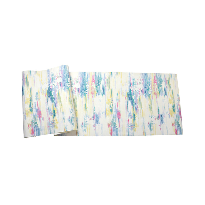 Taavita Pastel Color Watercolor Unpasted Wallpaper for Dining Room, 33'l x 20.5"W, Art Deco Style in Blue Dark Blue Gray, Moisture Resistant, Vinyl, 57.1 sq ft / 5.3 m².