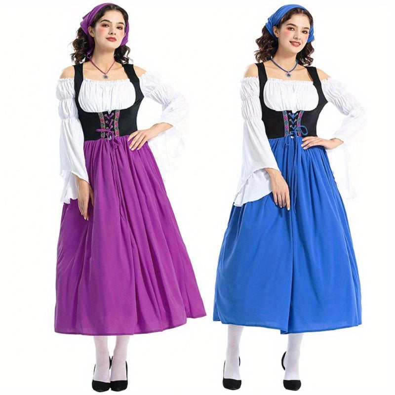 Women's Traditional Oktoberfest Dirndl Dress with Corset Bodice