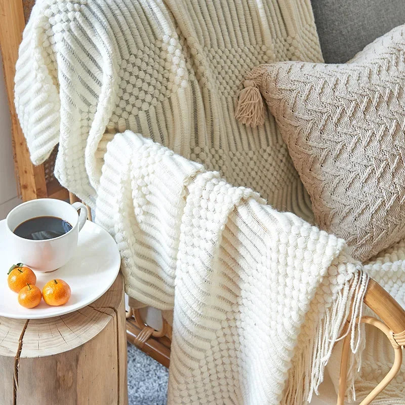 Chunky Knit Throw | Soft Acrylic | Cozy Warm Comfort | Reusable