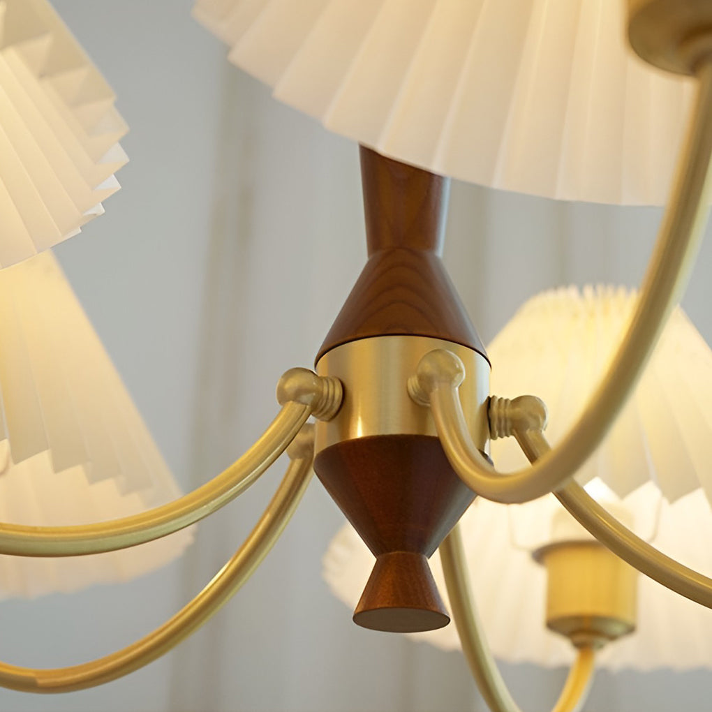 12W LED Taavita Chandelier Pendant Light with 3 Lights Pleated Lampshade