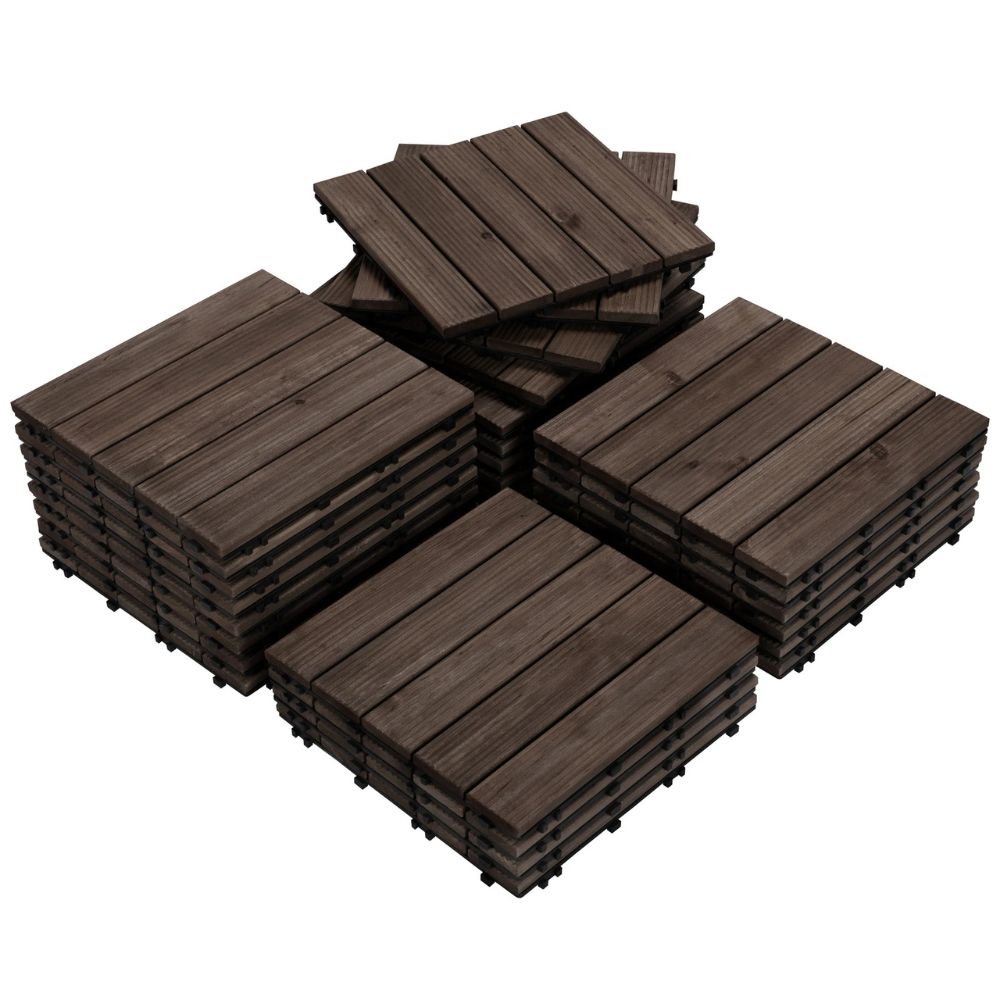 27-Piece Set of Interlocking Wooden Deck Tiles for Outdoor Patios