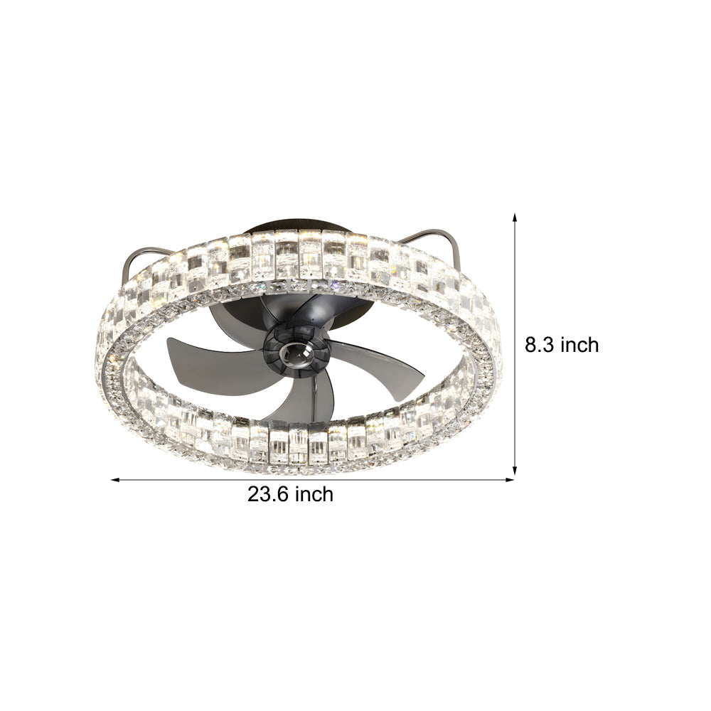23.6-in Taavita LED Lighting Low Profile Semi-Enclosed Ceiling Fan