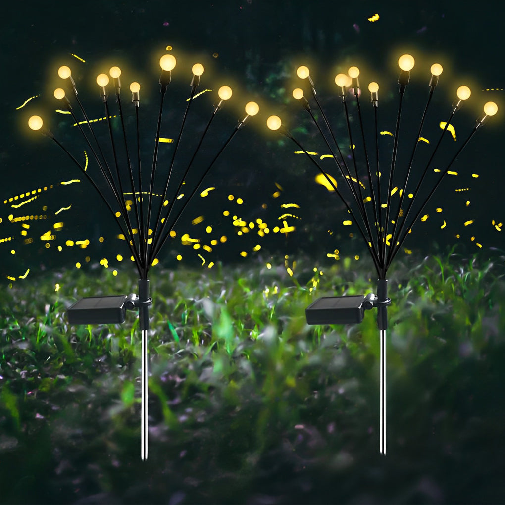 2pcs 10 LED Taavita Waterproof Solar Powered Fireflies Lawn Lights